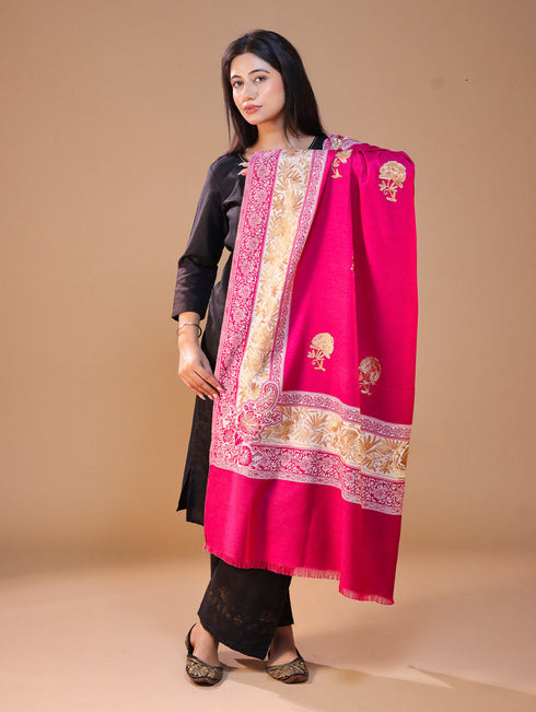 Women's Jamawar Aari Embroidery Wool Shawl